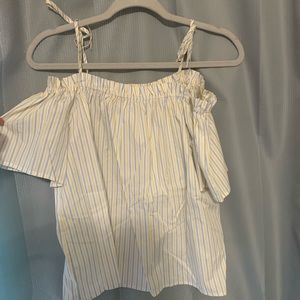 Off the shoulder stripped shirt!